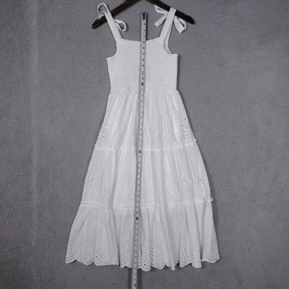 NWT 🤍Andrew Marc New York Dress Women's Medium White Eyelet Tie-Shoulder - Picture 8 of 15